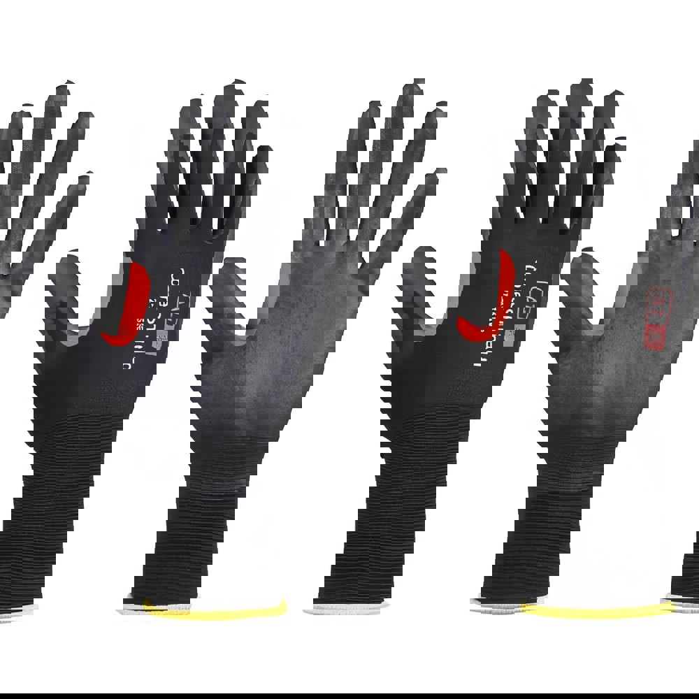 Cut, Puncture & Abrasive-Resistant Gloves: Size M, ANSI Cut A1, ANSI Puncture 1, Nitrile, Nylon Blend